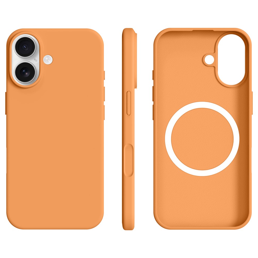 For iPhone 17 Case Compatible with MagSafe Ultra Thin Liquid Silicone + PC Phone Cover - Sunset Orange