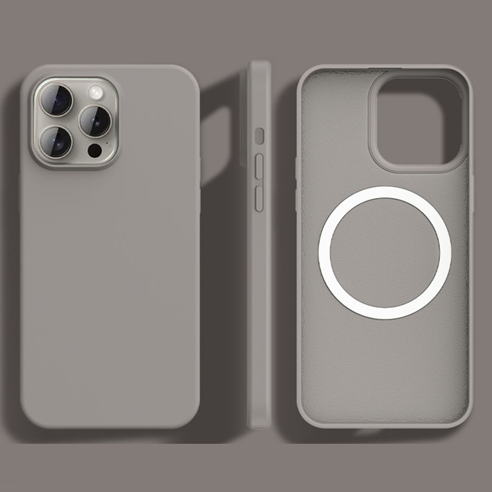 For iPhone 12 / 12 Pro Case Compatible with MagSafe Ultra Thin Liquid Silicone + PC Phone Cover - Grey