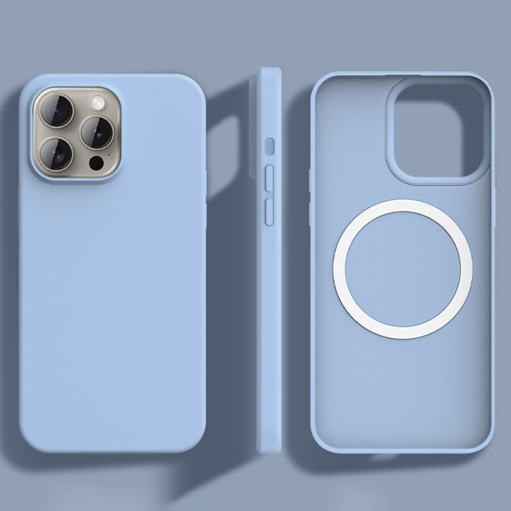 For iPhone 14 Pro Case Compatible with MagSafe Ultra Thin Liquid Silicone + PC Phone Cover - Haze Blue