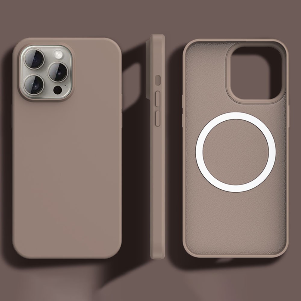 For iPhone 14 Pro Case Compatible with MagSafe Ultra Thin Liquid Silicone + PC Phone Cover - Chestnut Brown