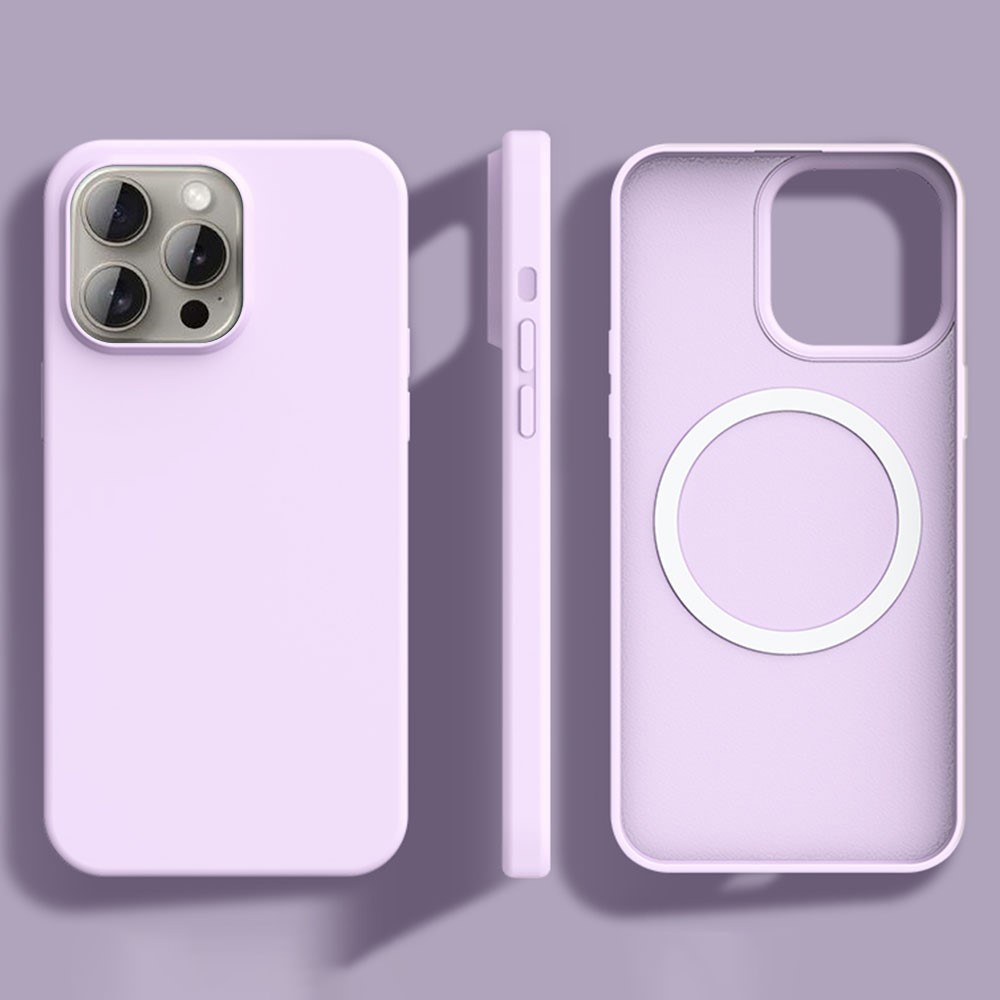 For iPhone 13 Pro Case Compatible with MagSafe Ultra Thin Liquid Silicone + PC Phone Cover - Bean Purple