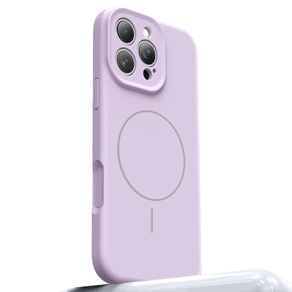 For iPhone 16 Pro Case Compatible with MagSafe Liquid Silicone + PC Phone Cover with Camera Touch Control Button - Light Purple