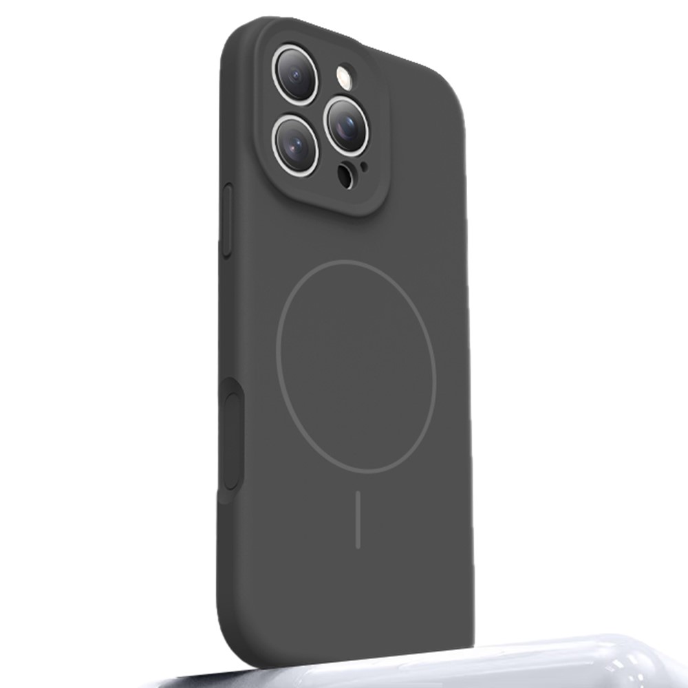 For iPhone 16 Pro Case Compatible with MagSafe Liquid Silicone + PC Phone Cover with Camera Touch Control Button - Dark Grey