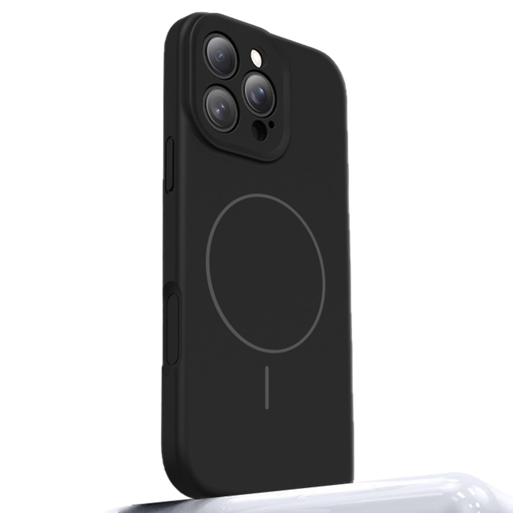 For iPhone 16 Pro Max Case Compatible with MagSafe Liquid Silicone + PC Phone Cover with Camera Touch Control Button - Black