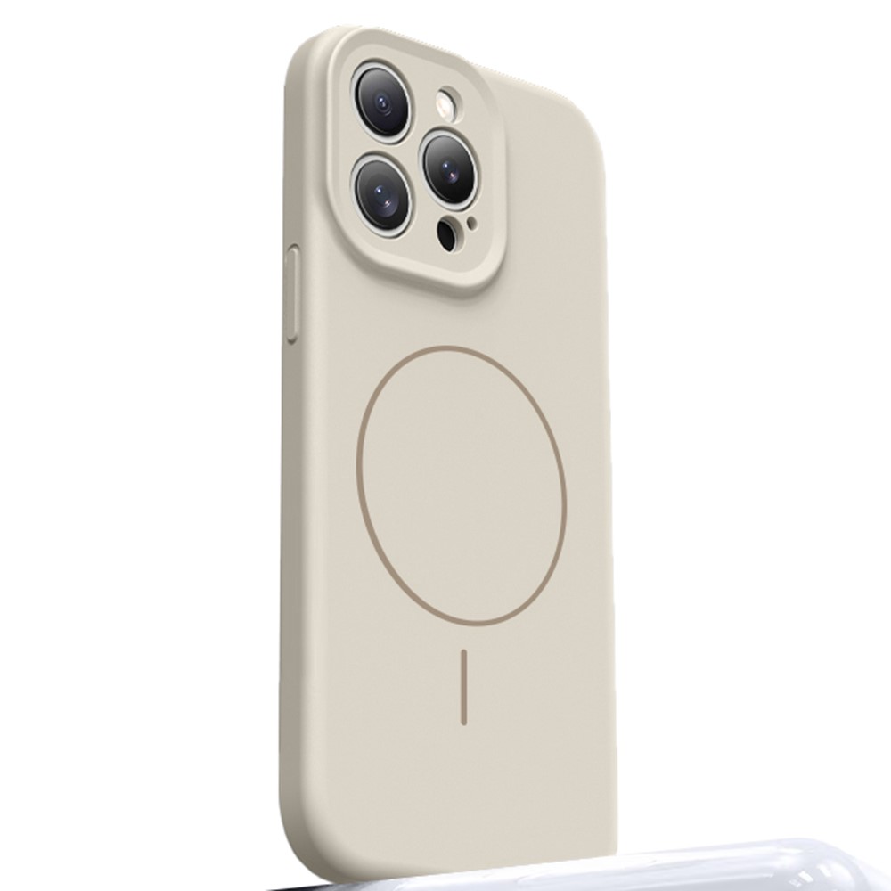 For iPhone 15 Pro Case Compatible with MagSafe Soft Skin-Touch Liquid Silicone + PC Phone Cover - Antique White