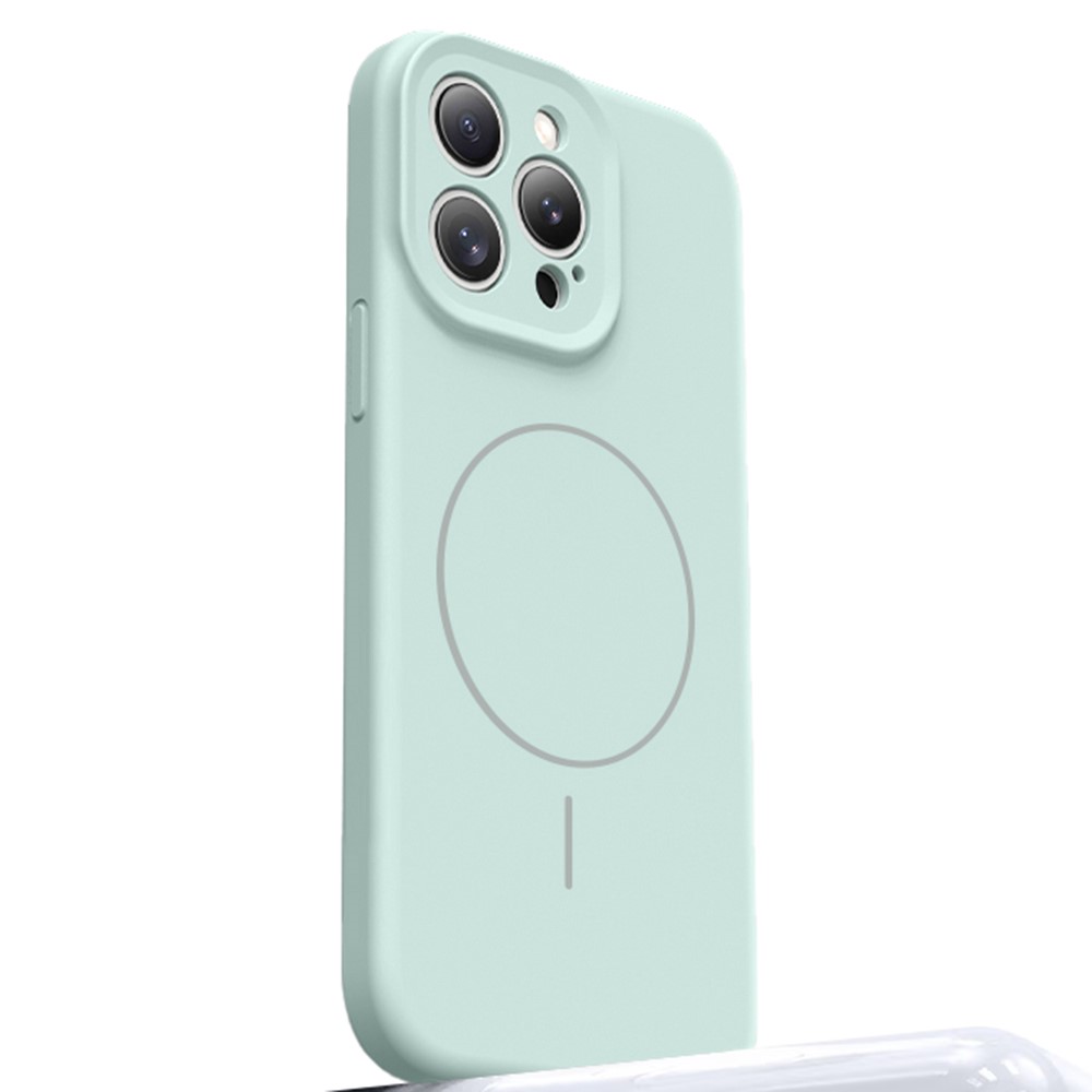 For iPhone 15 Pro Case Compatible with MagSafe Soft Skin-Touch Liquid Silicone + PC Phone Cover - Light Green