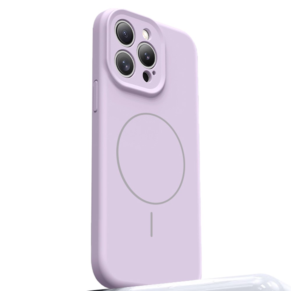 For iPhone 15 Pro Max Case Compatible with MagSafe Soft Skin-Touch Liquid Silicone + PC Phone Cover - Light Purple