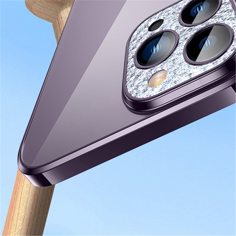 SULADA Glad Eye Series for iPhone 14 Pro Max Soft TPU Electroplated Phone Case Rhinestone Decor Tempered Glass Camera Lens Protection Clear Cover - Purple-5