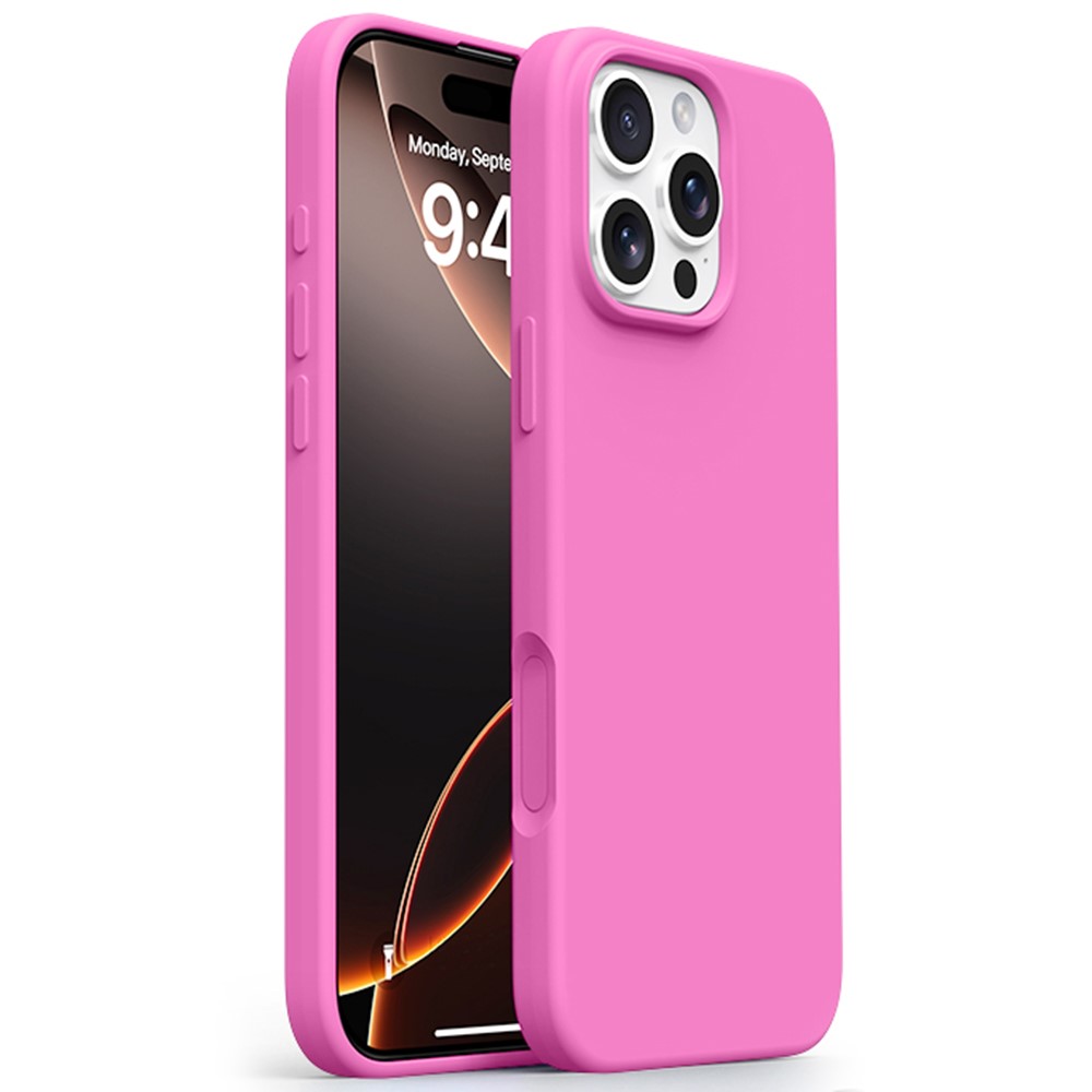For iPhone 16 Pro Case Ultra Thin Liquid Silicone + PC Phone Cover with Camera Touch Control Button - Rose Pink