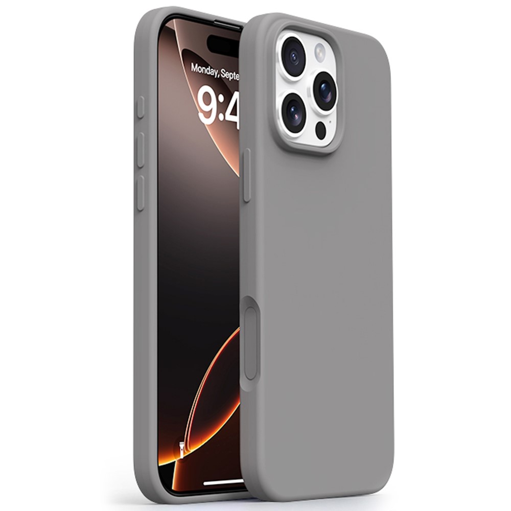 For iPhone 16 Pro Case Ultra Thin Liquid Silicone + PC Phone Cover with Camera Touch Control Button - Grey