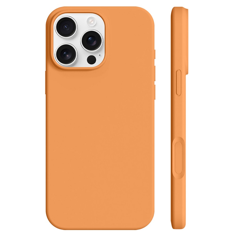 For iPhone 16 Pro Case Ultra Thin Liquid Silicone + PC Phone Cover with Camera Touch Control Button - Sunset Orange
