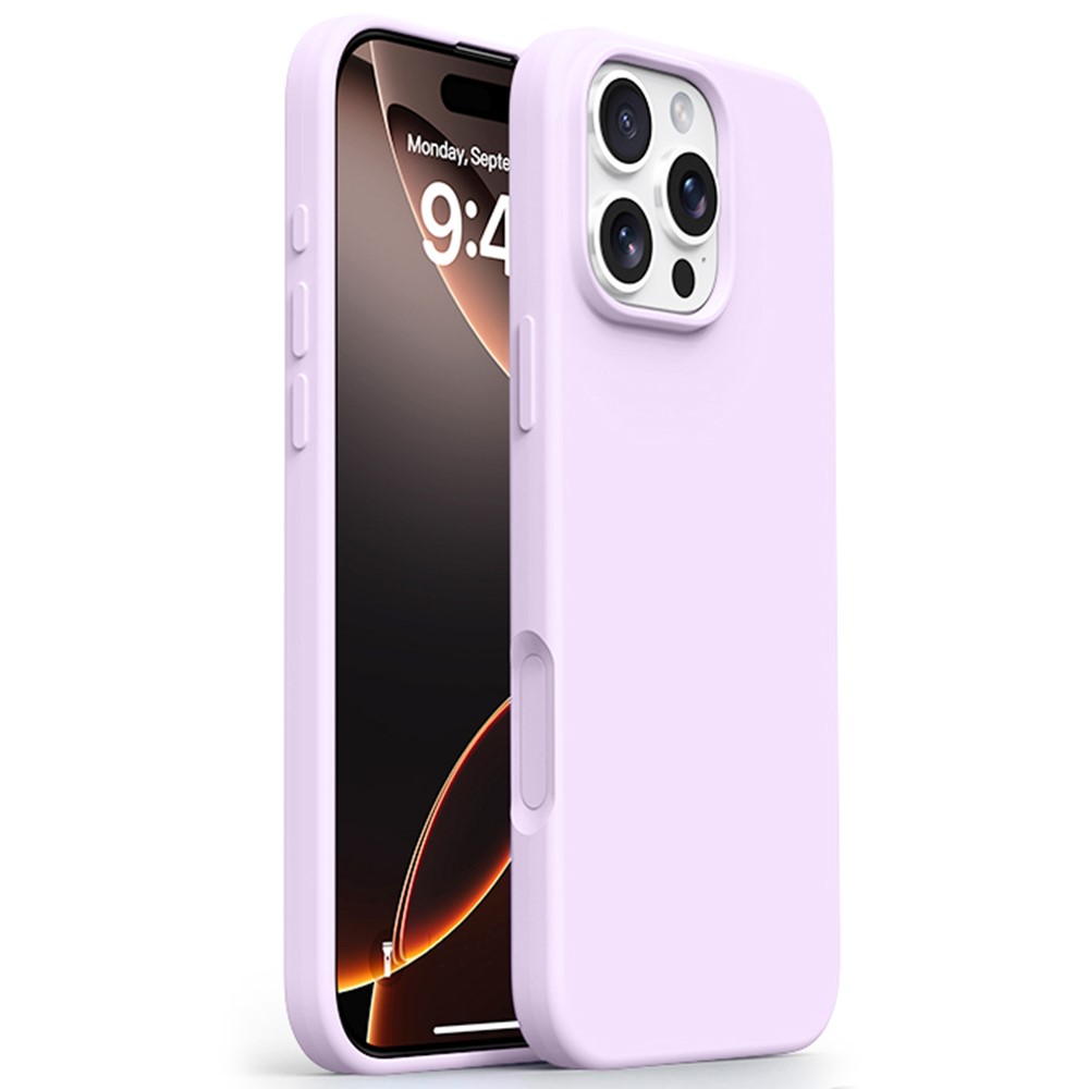 For iPhone 16 Pro Max Case Ultra Thin Liquid Silicone + PC Phone Cover with Camera Touch Control Button - Bean Purple
