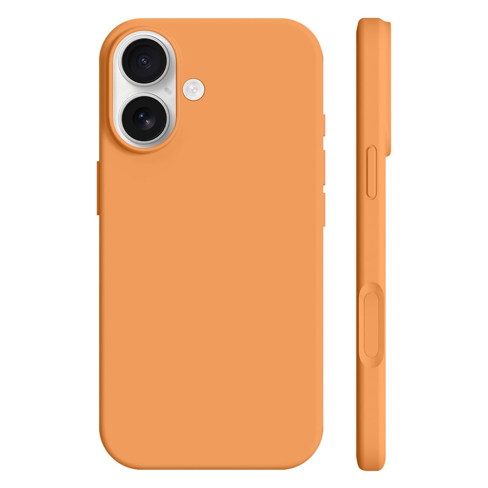 For iPhone 17 Case Ultra Thin Liquid Silicone + PC Phone Cover with Camera Touch Control Button - Sunset Orange