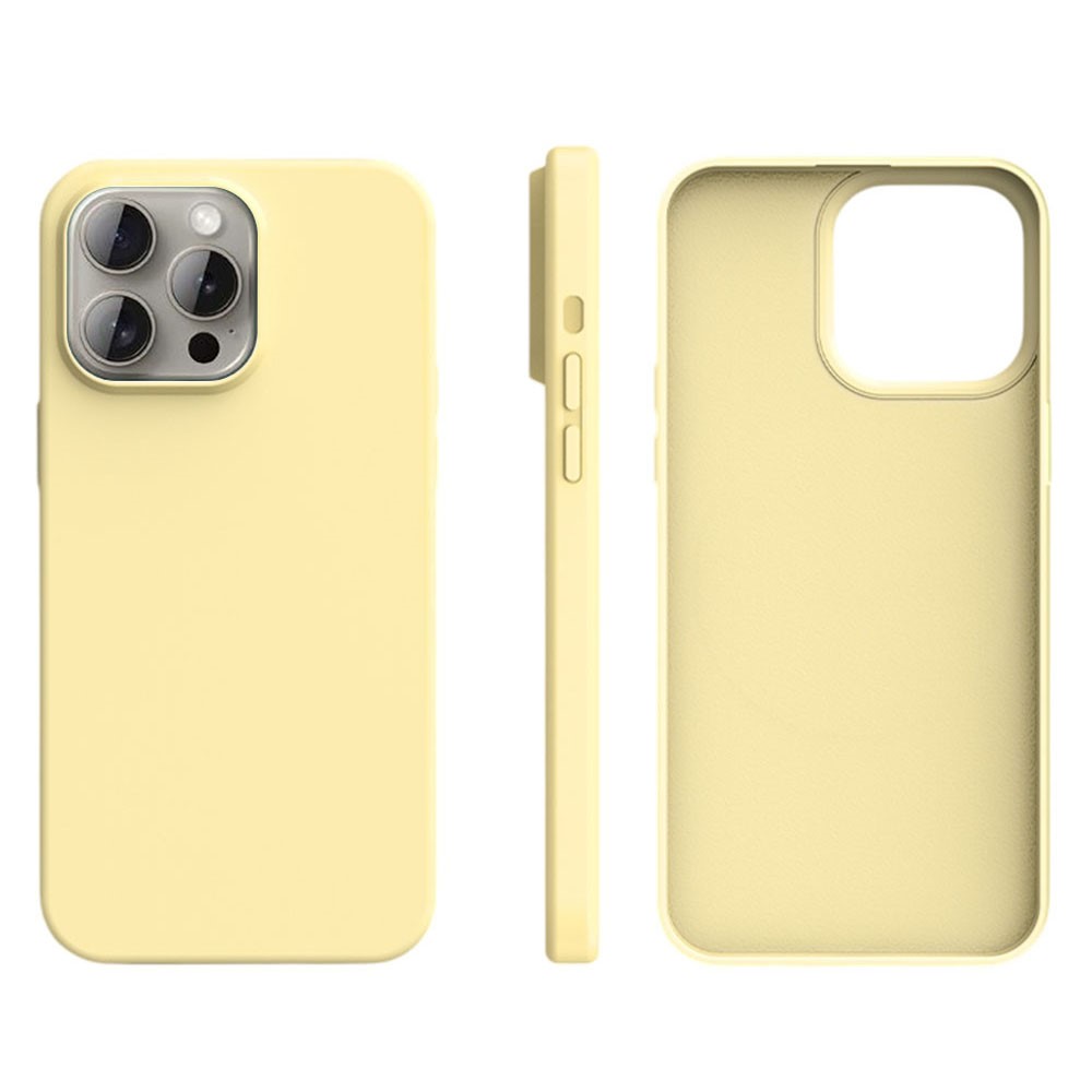 For iPhone 15 Pro Max Case Ultra Thin Liquid Silicone + PC Anti-Scratch Phone Cover - Light Yellow
