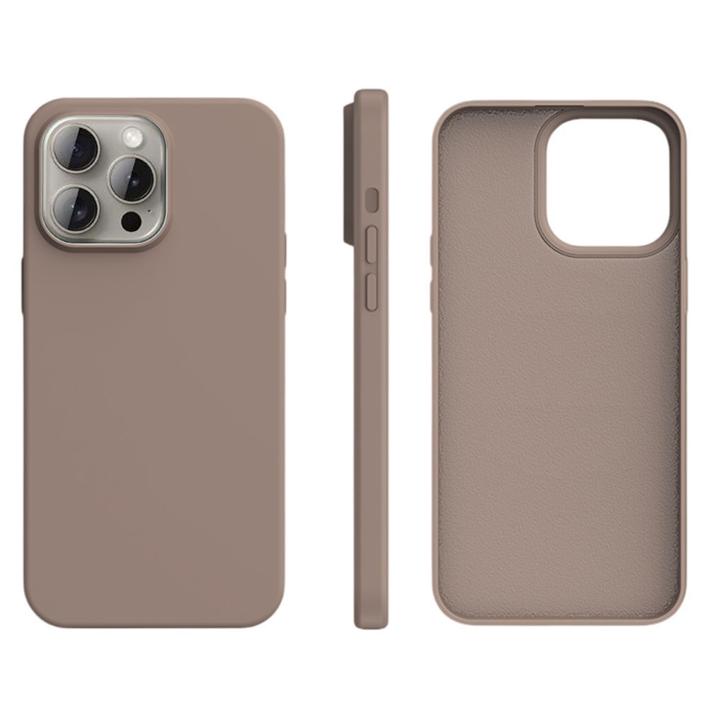 For iPhone 15 Pro Case Ultra Thin Liquid Silicone + PC Anti-Scratch Phone Cover - Chestnut Brown