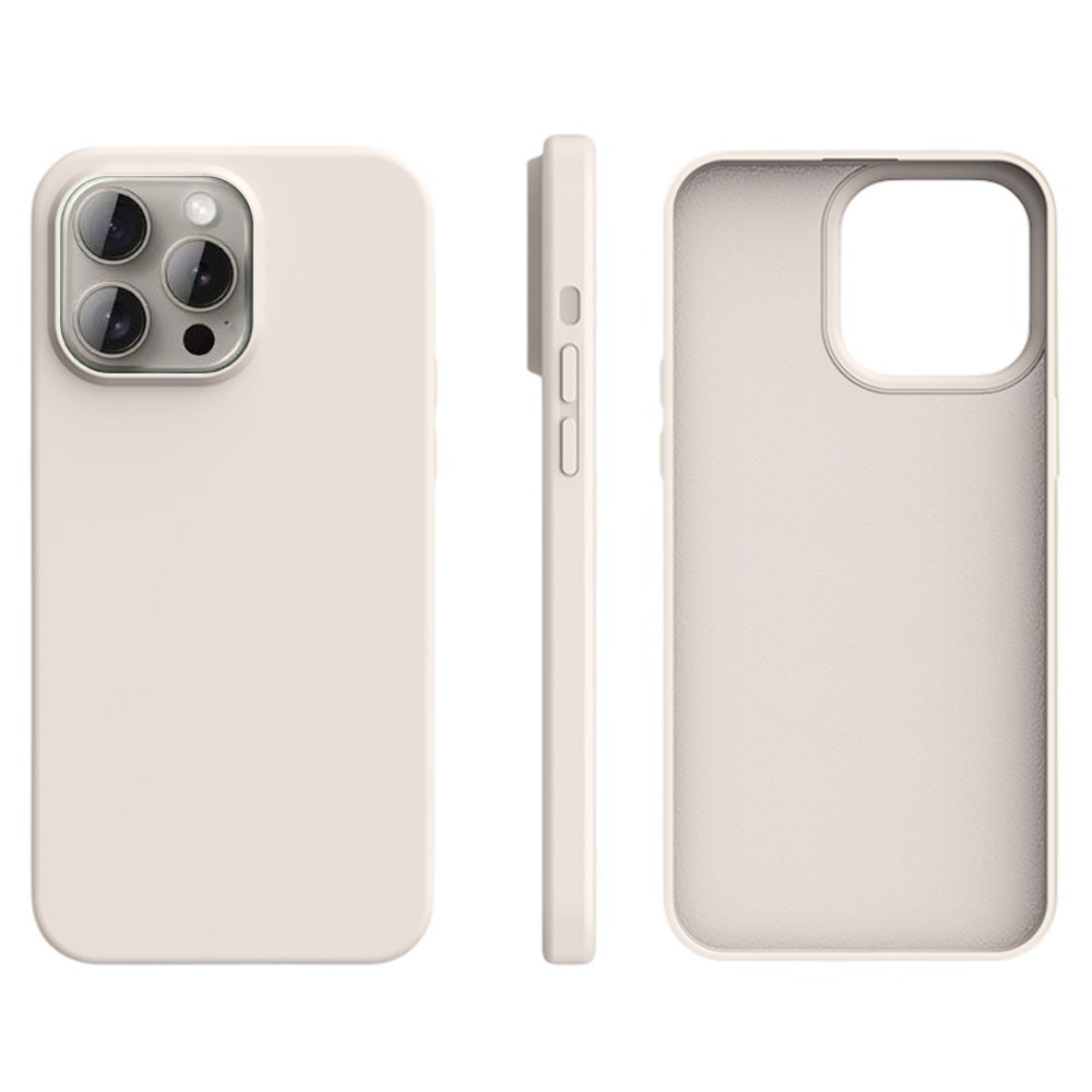 For iPhone 14 Pro Max Case Ultra Thin Liquid Silicone + PC Anti-Scratch Phone Cover - Antique White