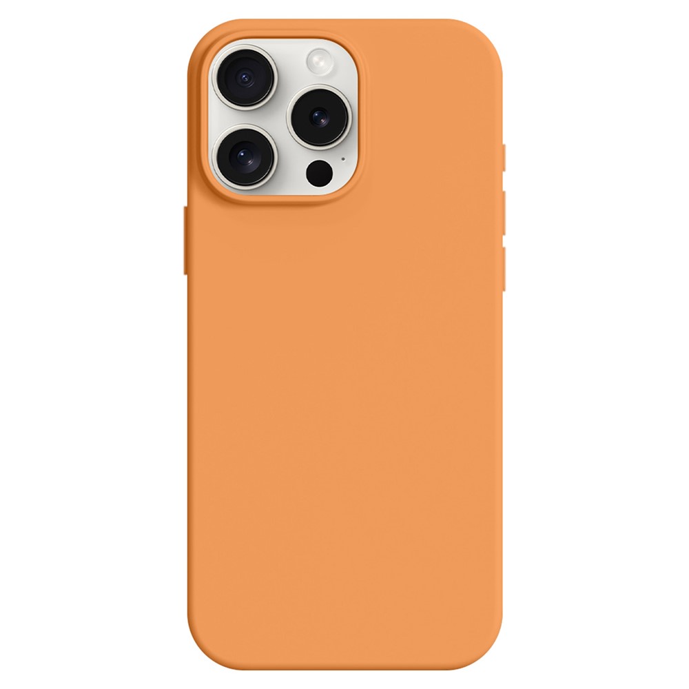 For iPhone 12 Pro Max Case Ultra Thin Liquid Silicone + PC Anti-Scratch Phone Cover - Sunset Orange