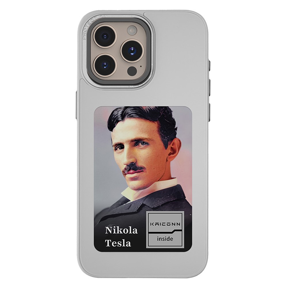 For iPhone 16 Pro Max E-Ink Case 4 inch HD 4 Colors NFC Smart Display Phone Cover - Grey White