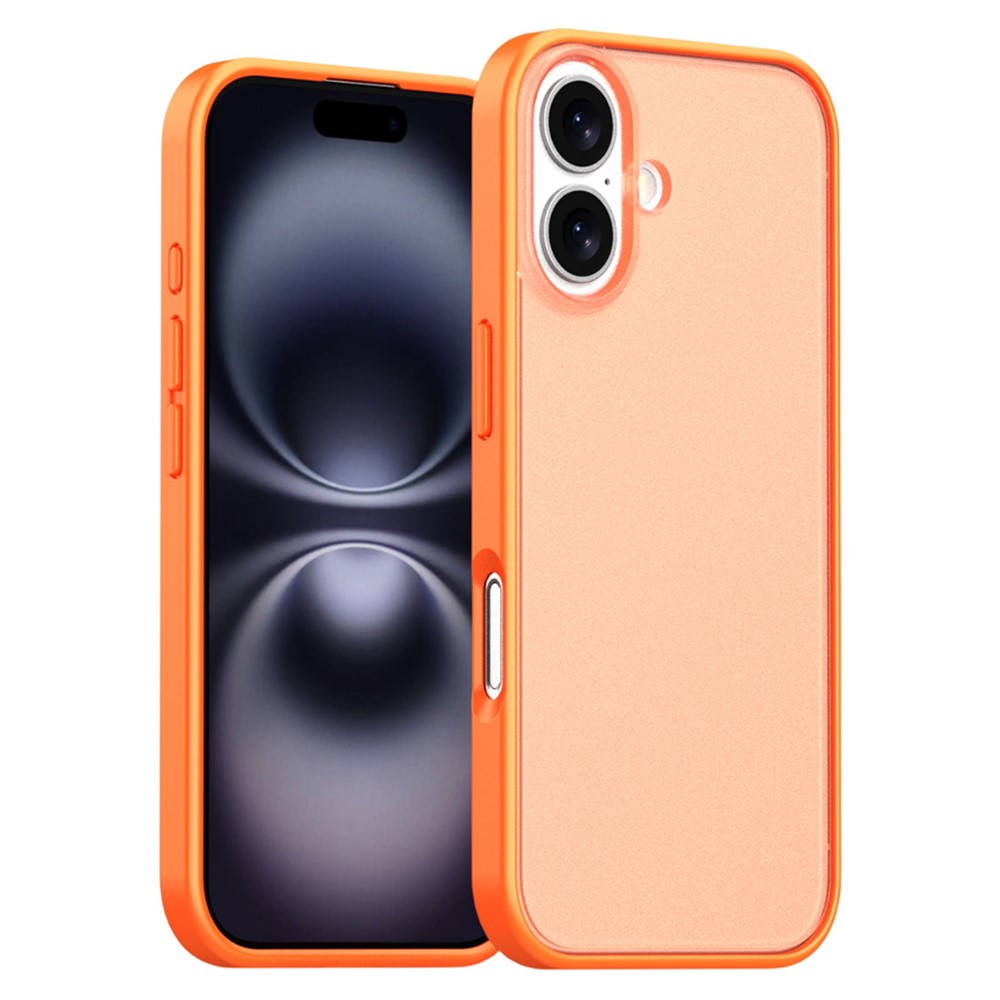 For iPhone 16 Plus Case Skin Feel Frosted PC + TPU Protective Phone Cover - Orange