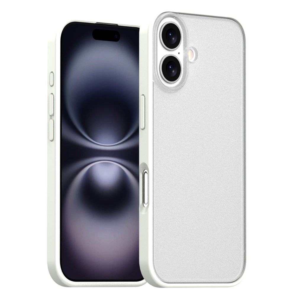 For iPhone 16 Plus Case Skin Feel Frosted PC + TPU Protective Phone Cover - White