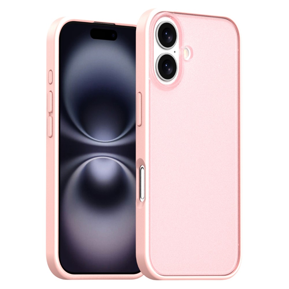 For iPhone 16 Plus Case Skin Feel Frosted PC + TPU Protective Phone Cover - Pink