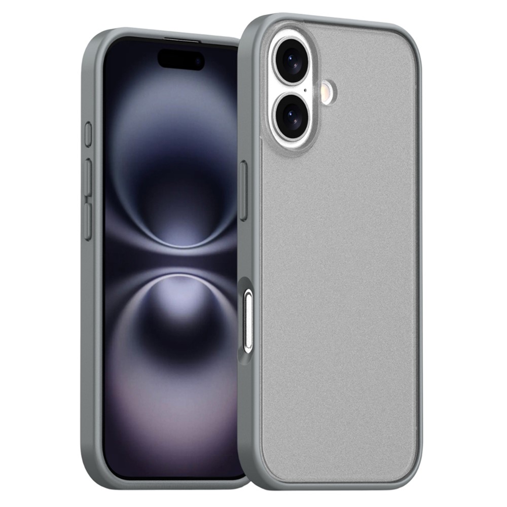 For iPhone 16 Plus Case Skin Feel Frosted PC + TPU Protective Phone Cover - Grey