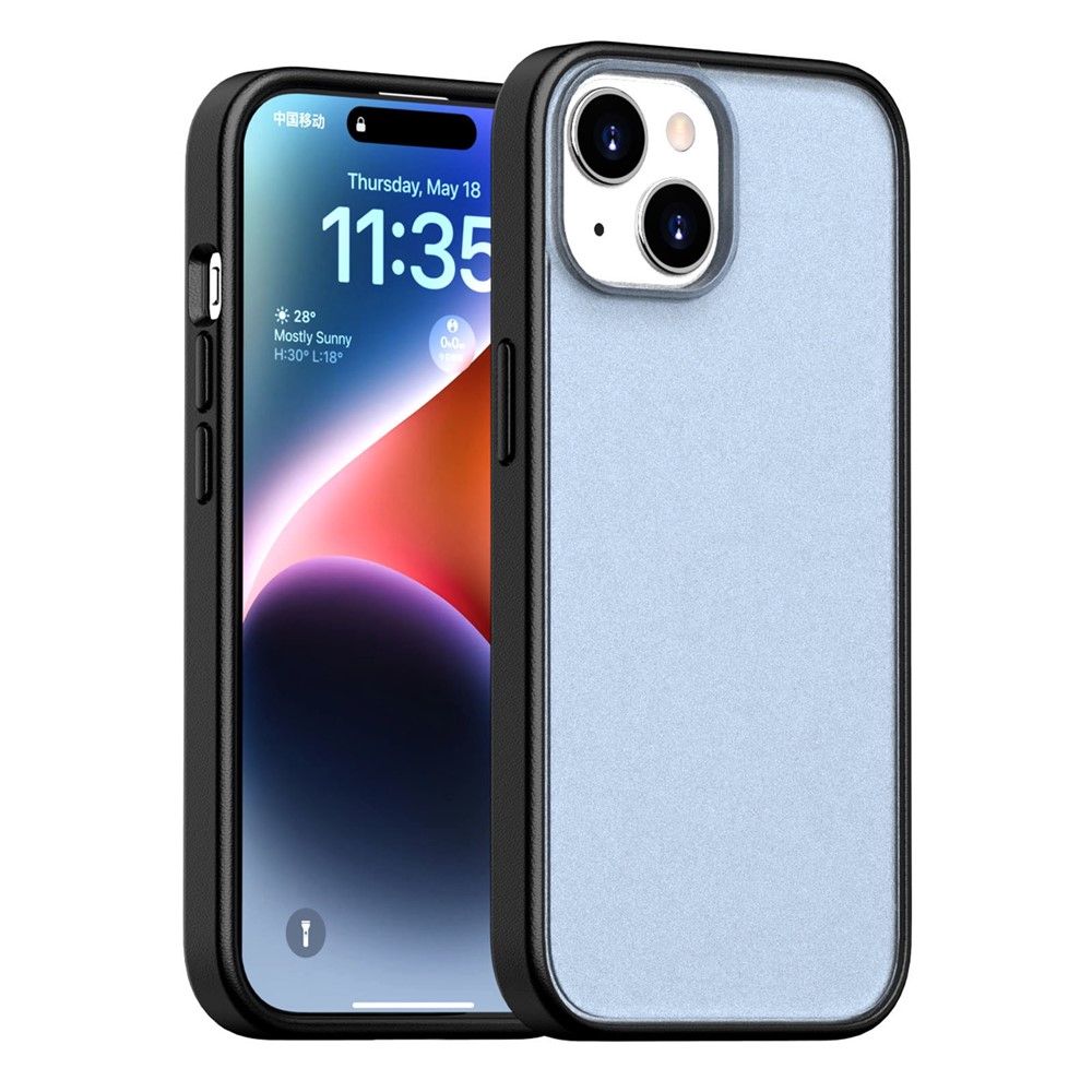 For iPhone 15 Plus Case Skin Feel Frosted PC + TPU Protective Phone Cover - Blue