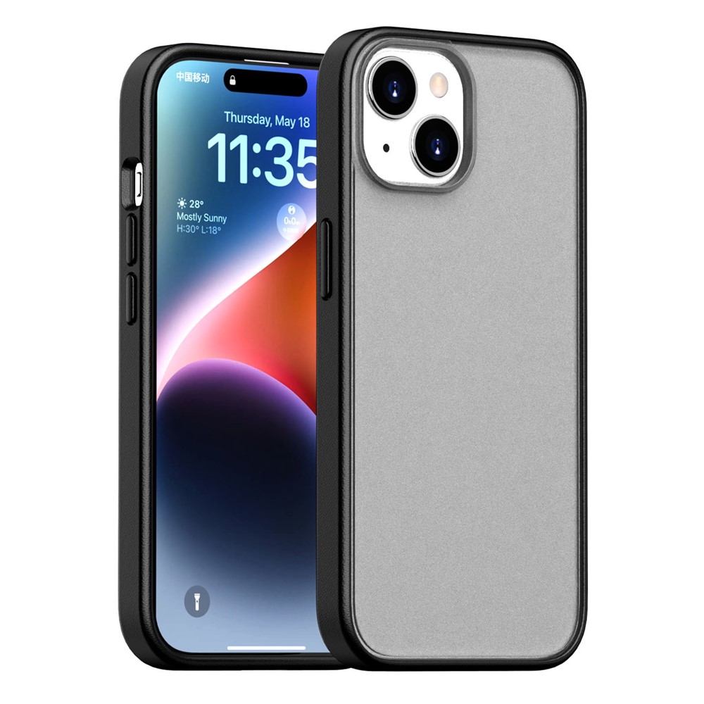 For iPhone 15 Plus Case Skin Feel Frosted PC + TPU Protective Phone Cover - Black