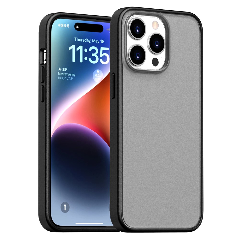 For iPhone 15 Pro Case Skin Feel Frosted PC + TPU Protective Phone Cover - Black