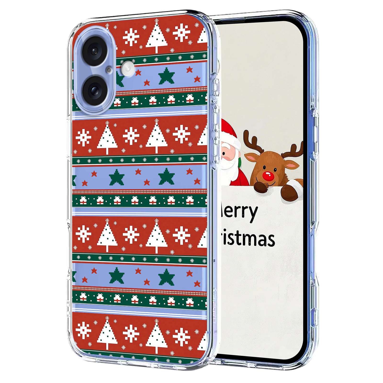 For iPhone 16 Case Christmas Themed Pattern Printing TPU Phone Back Cover - Christmas Ribbons
