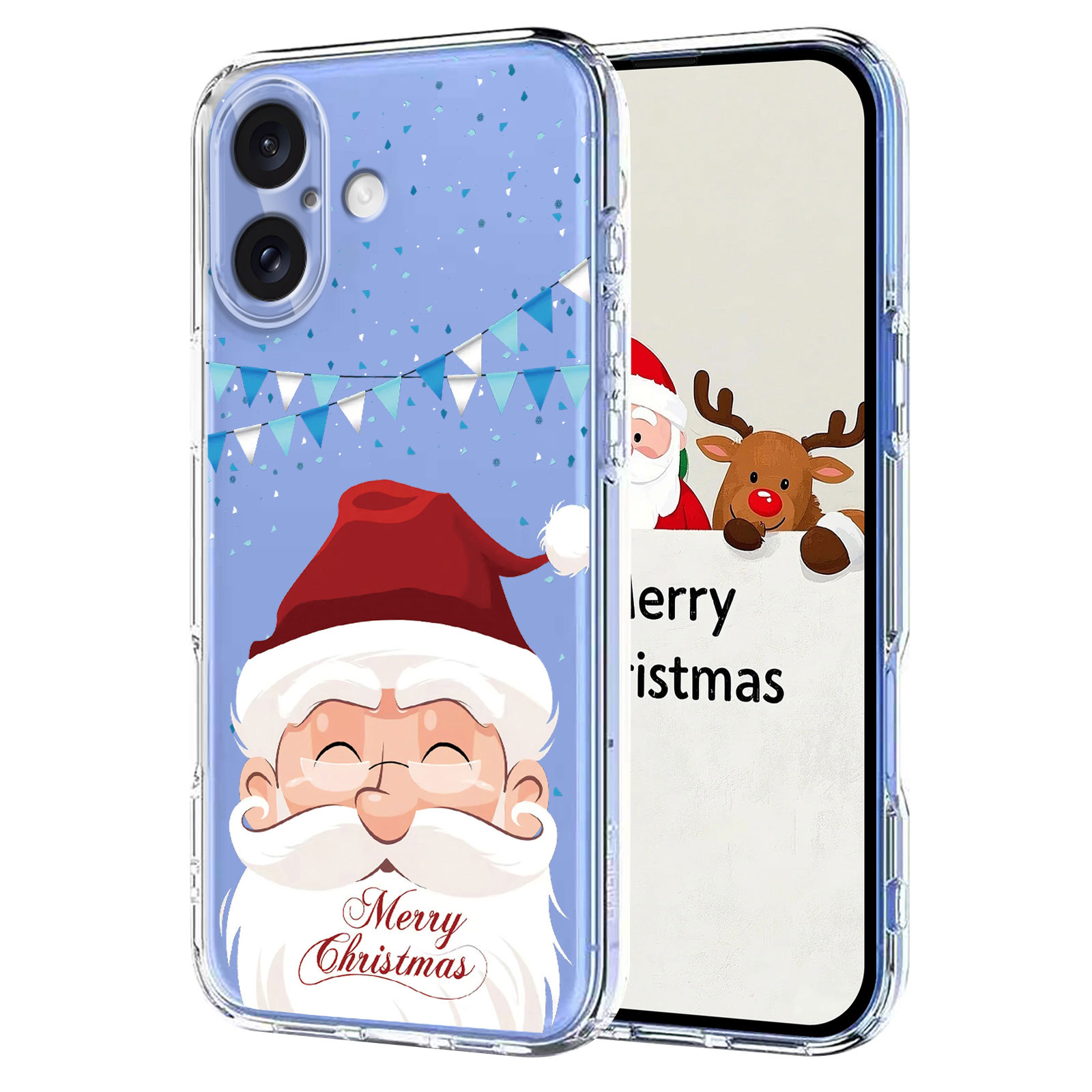 For iPhone 16 Case Christmas Themed Pattern Printing TPU Phone Back Cover - Santa Claus