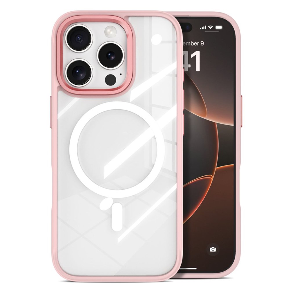 For iPhone 16 Pro Max Clear Phone Case Compatible with MagSafe PC TPU Back Cover (Phone Case Only) - Pink