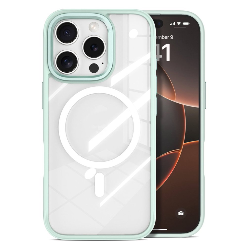 For iPhone 16 Pro Max Clear Phone Case Compatible with MagSafe PC TPU Back Cover (Phone Case Only) - Green