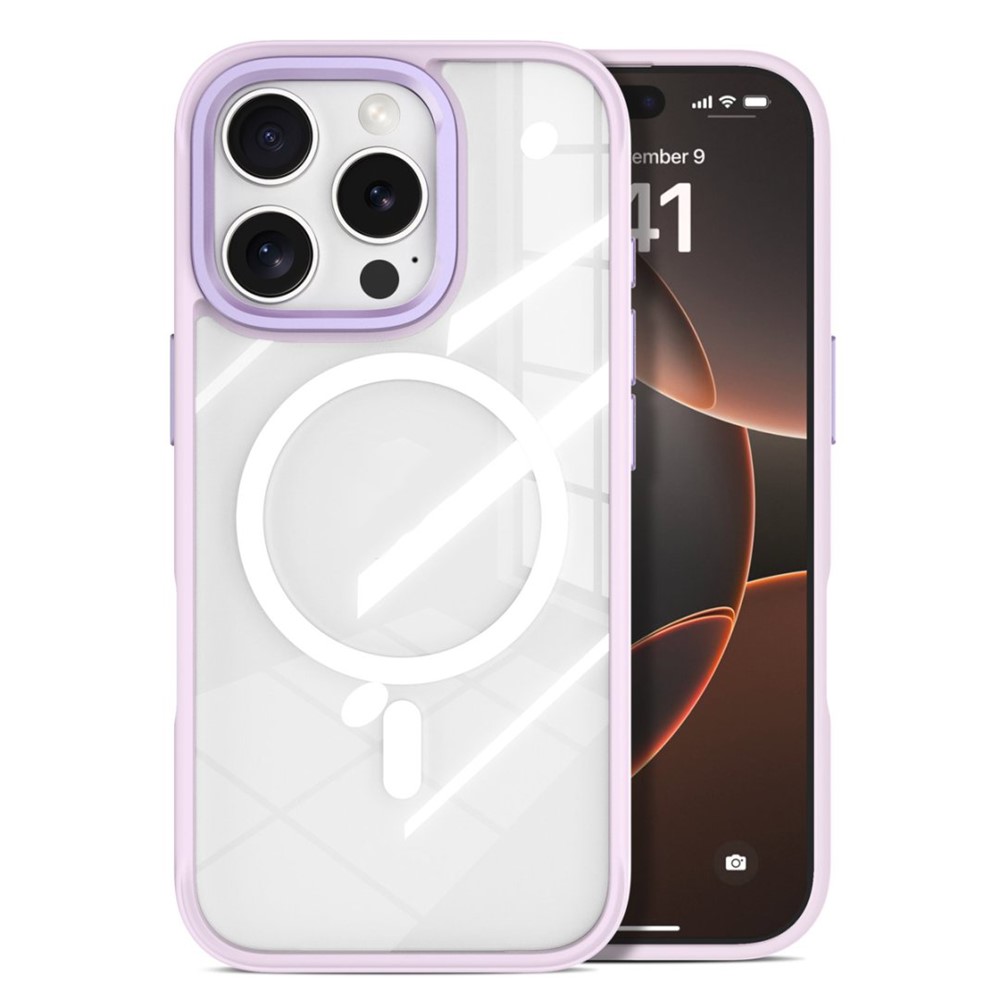 For iPhone 16 Pro Max Clear Phone Case Compatible with MagSafe PC TPU Back Cover (Phone Case Only) - Purple