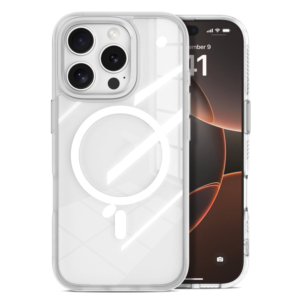 For iPhone 16 Pro Clear Phone Case Compatible with MagSafe PC TPU Back Cover (Phone Case Only) - White