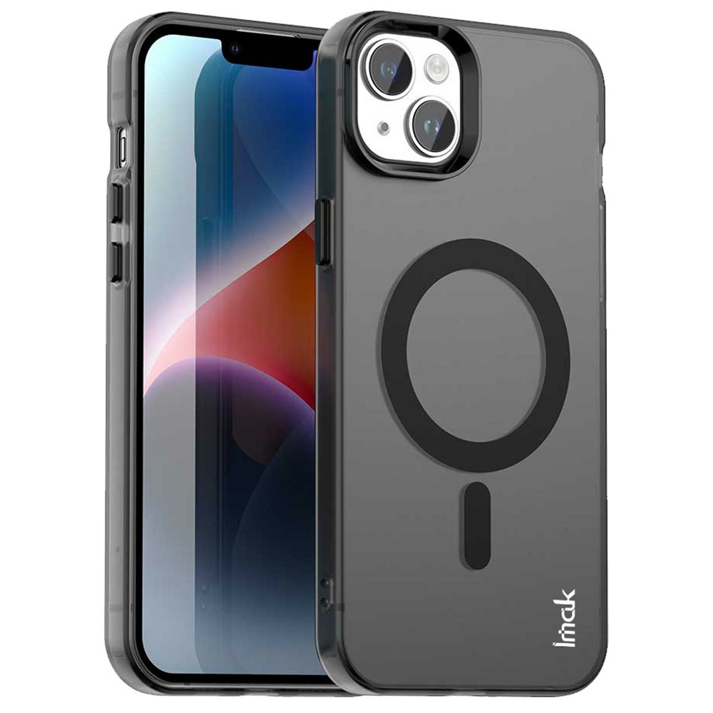 IMAK For iPhone 15 Case Compatible with MagSafe Candy Color Anti Drop TPU + PET Back Cover - Black