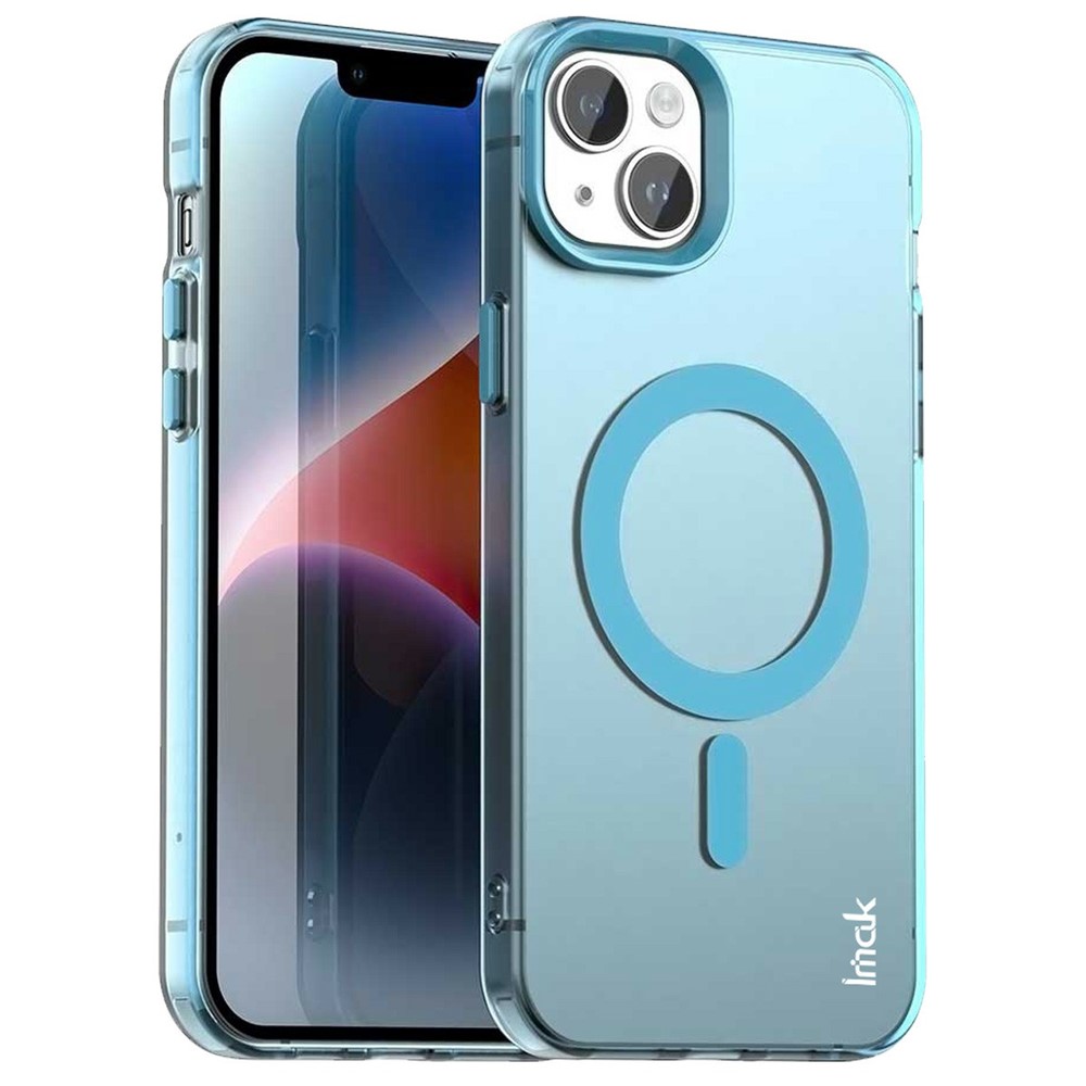 IMAK For iPhone 15 Plus Case Compatible with MagSafe Candy Color Anti Drop TPU + PET Back Cover - Blue
