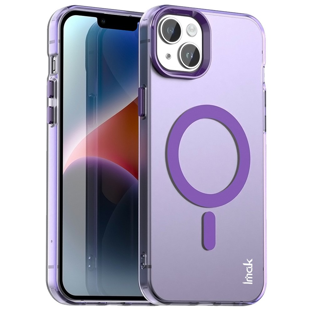 IMAK For iPhone 15 Plus Case Compatible with MagSafe Candy Color Anti Drop TPU + PET Back Cover - Purple