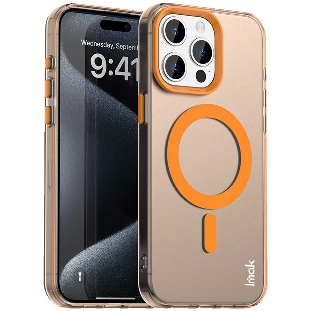 IMAK For iPhone 15 Pro Case Compatible with MagSafe Candy Color Anti Drop TPU + PET Back Cover - Orange