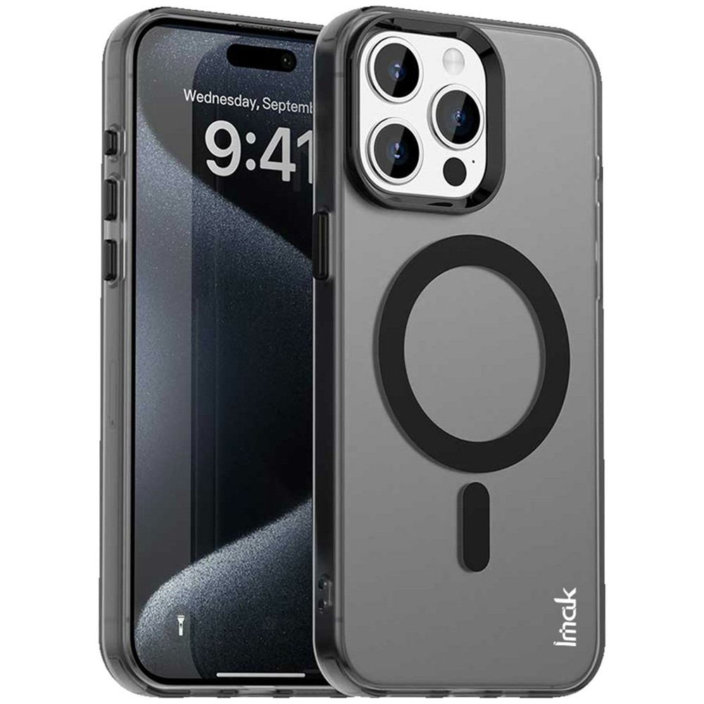 IMAK For iPhone 15 Pro Max Case Compatible with MagSafe Candy Color Anti Drop TPU + PET Back Cover - Black