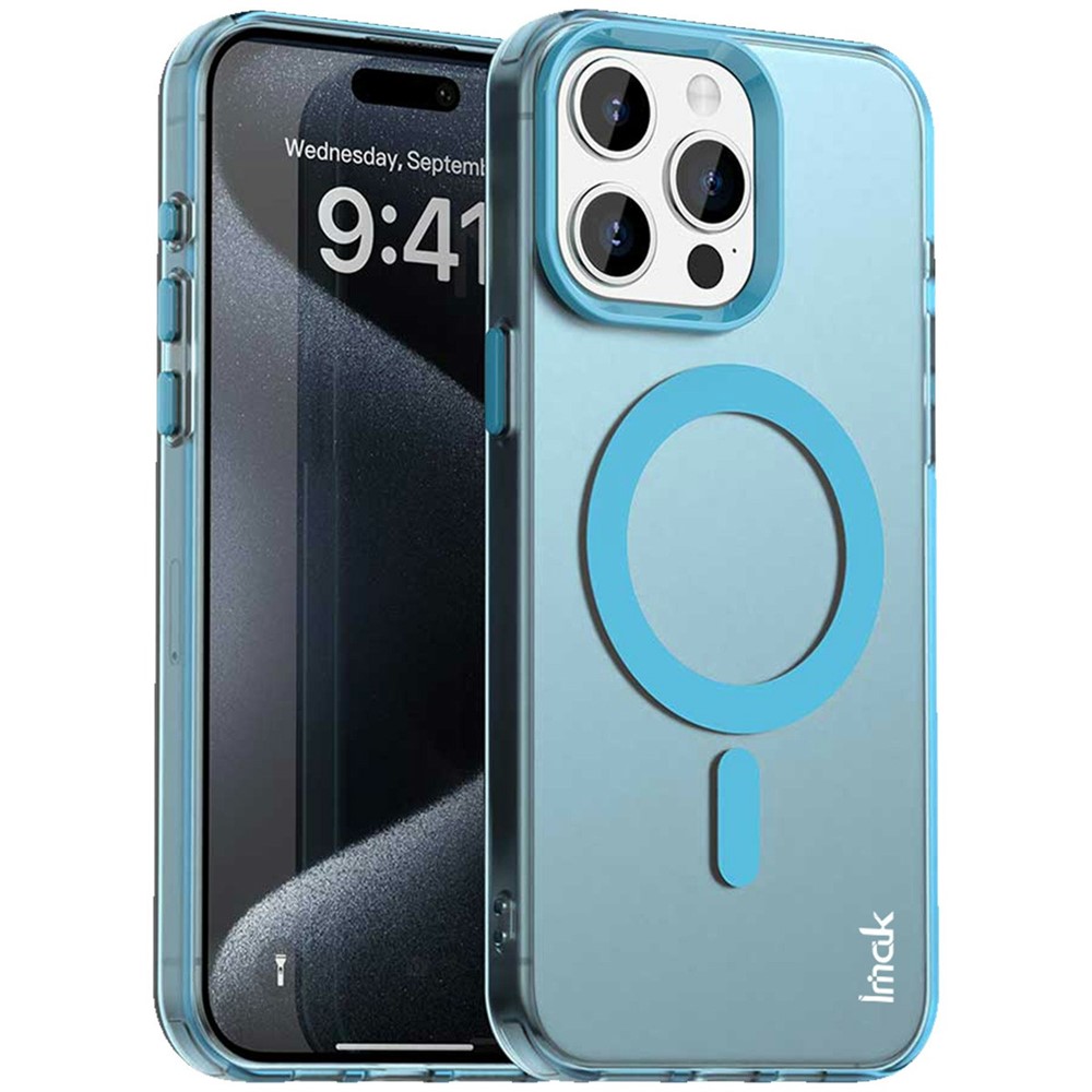 IMAK For iPhone 15 Pro Max Case Compatible with MagSafe Candy Color Anti Drop TPU + PET Back Cover - Blue