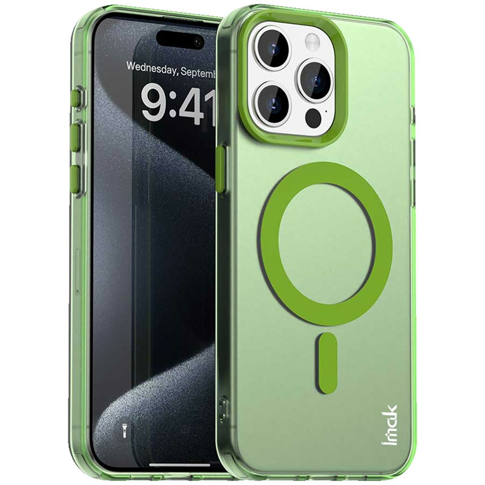 IMAK For iPhone 15 Pro Max Case Compatible with MagSafe Candy Color Anti Drop TPU + PET Back Cover - Green