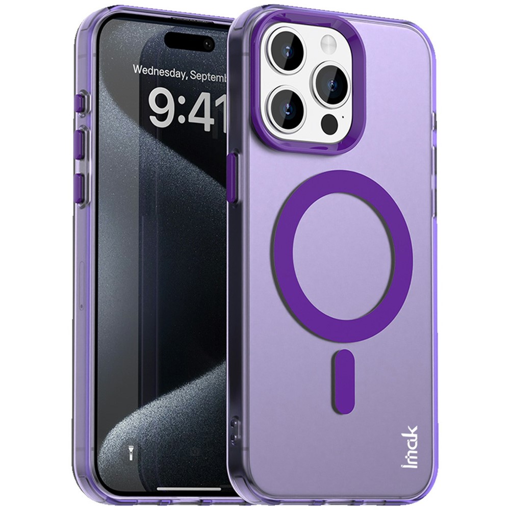 IMAK For iPhone 15 Pro Max Case Compatible with MagSafe Candy Color Anti Drop TPU + PET Back Cover - Purple