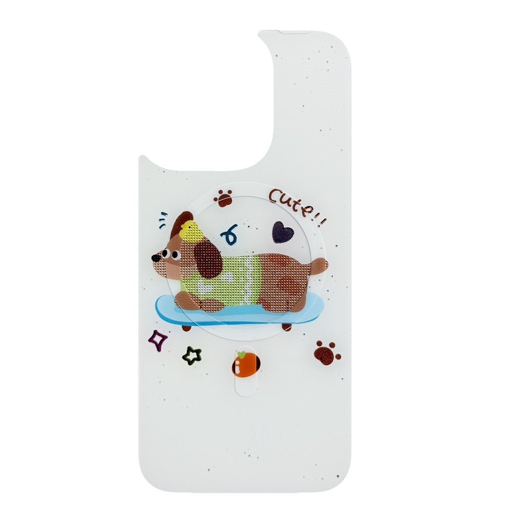 For iPhone 16 Pro Max Magnetic Back Plates Pattern Printed Quick Change Backplate (Backplate Only) - Skateboard Dachshund