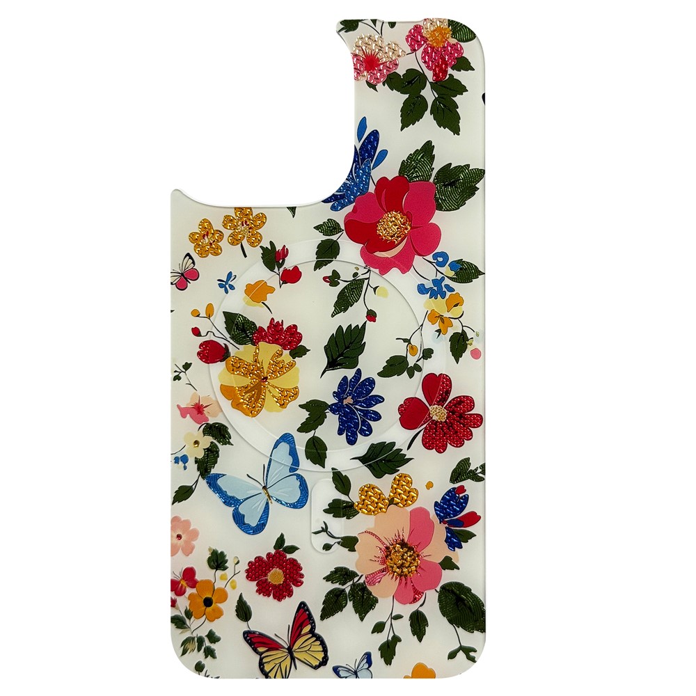 For iPhone 16 Pro Max Magnetic Back Plates Pattern Printed Quick Change Backplate (Backplate Only) - Butterfly Garden