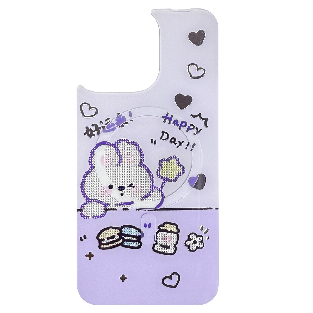 For iPhone 16 Pro Max Magnetic Back Plates Pattern Printed Quick Change Backplate (Backplate Only) - Lucky Star Rabbit