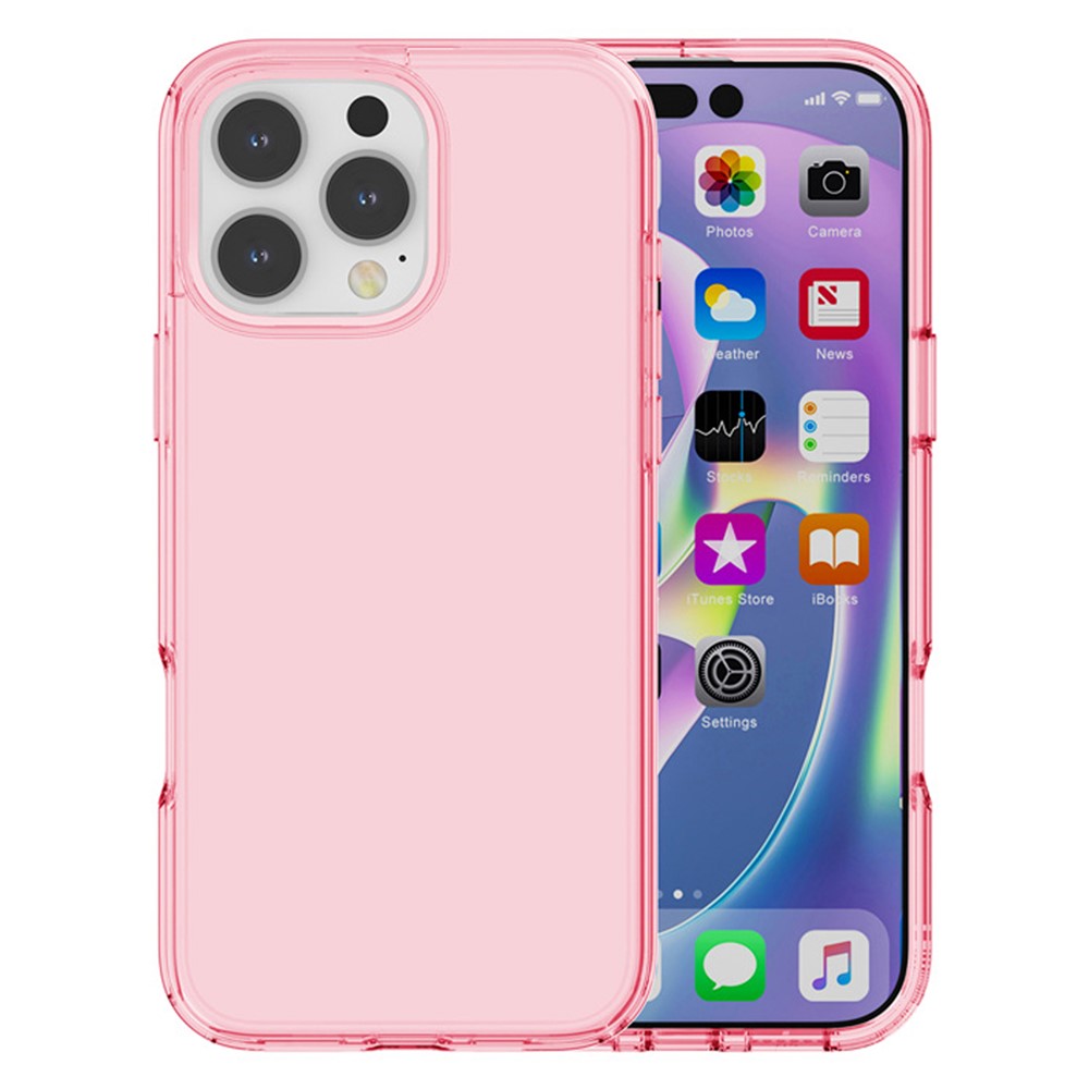 AMORUS For iPhone 16 Pro Max Case Soft TPU Hard PC Back Shockproof Phone Cover - Clear Pink