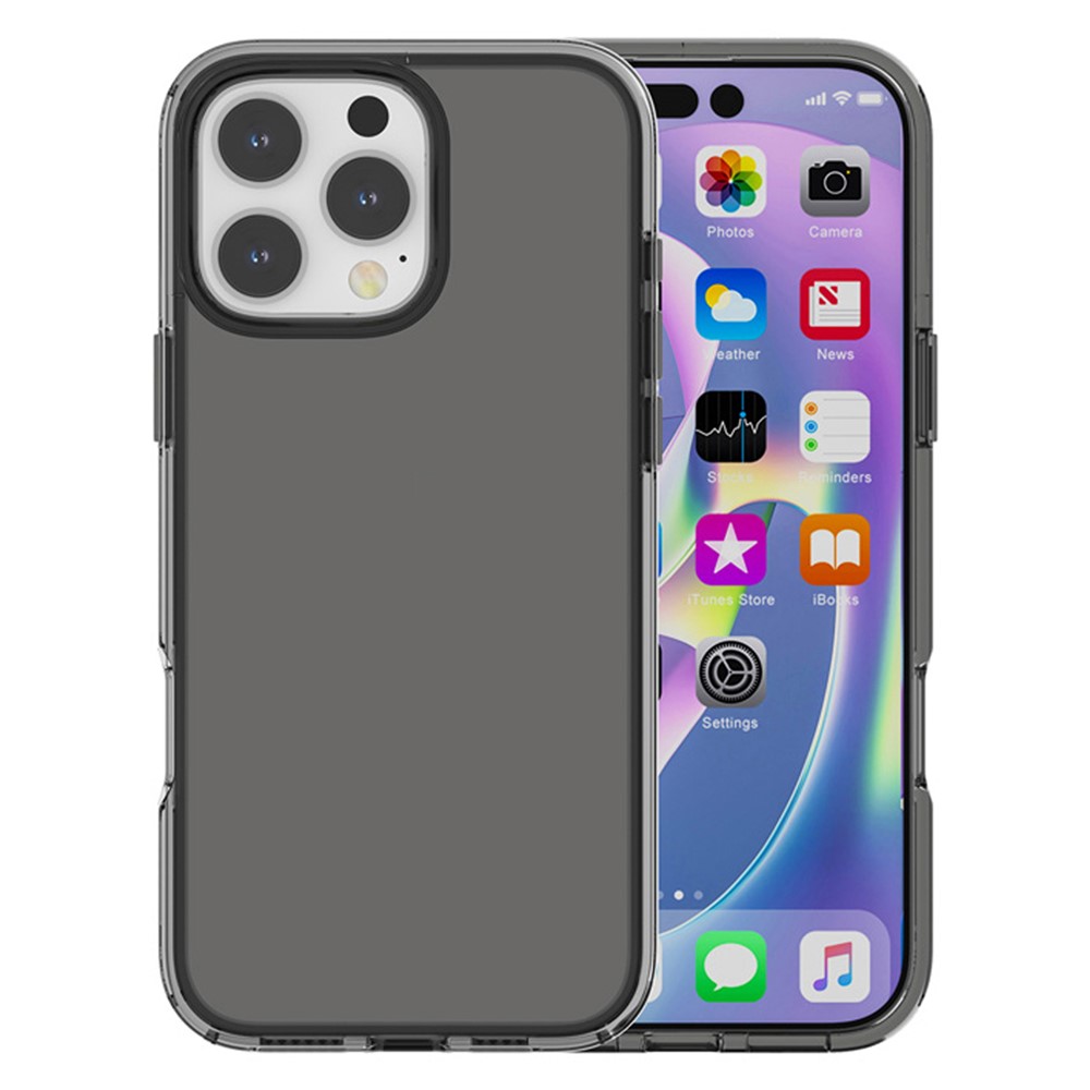 AMORUS For iPhone 16 Pro Max Case Soft TPU Hard PC Back Shockproof Phone Cover - Clear Black
