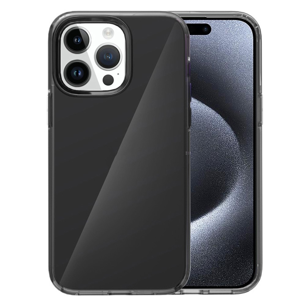 AMORUS For iPhone 15 Pro Max Case Soft TPU Hard PC Back Shockproof Phone Cover - Clear Black