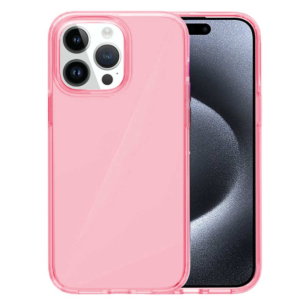 AMORUS For iPhone 15 Pro Case Soft TPU Hard PC Back Shockproof Phone Cover - Clear Pink
